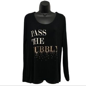 Soma Black Pass The Bubbly Long Sleeve Top Size Medium